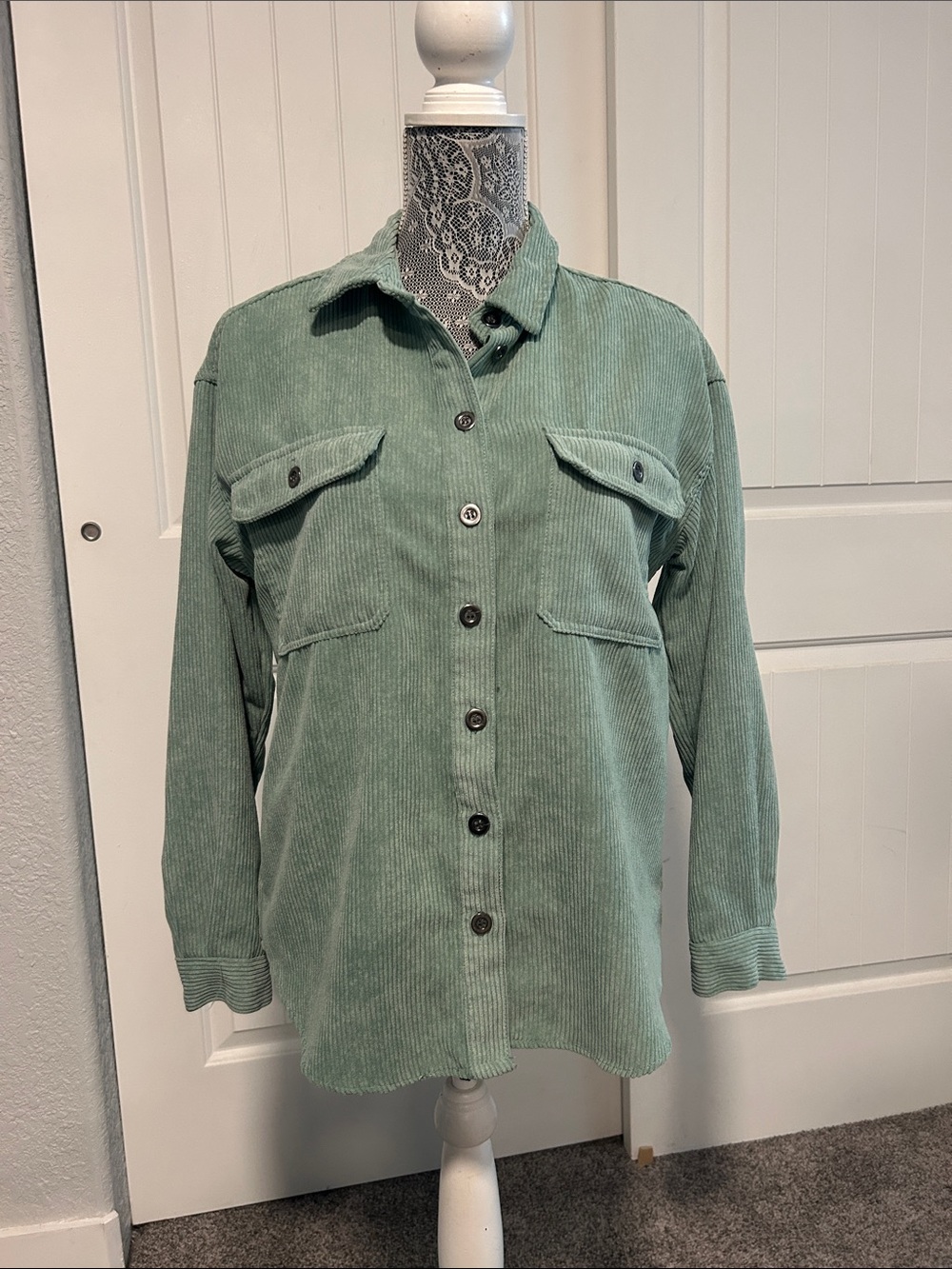 Velvet Heart Mint Green Corduroy Button-Up Jacket S